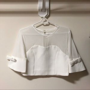 New white top with mesh and bow ties